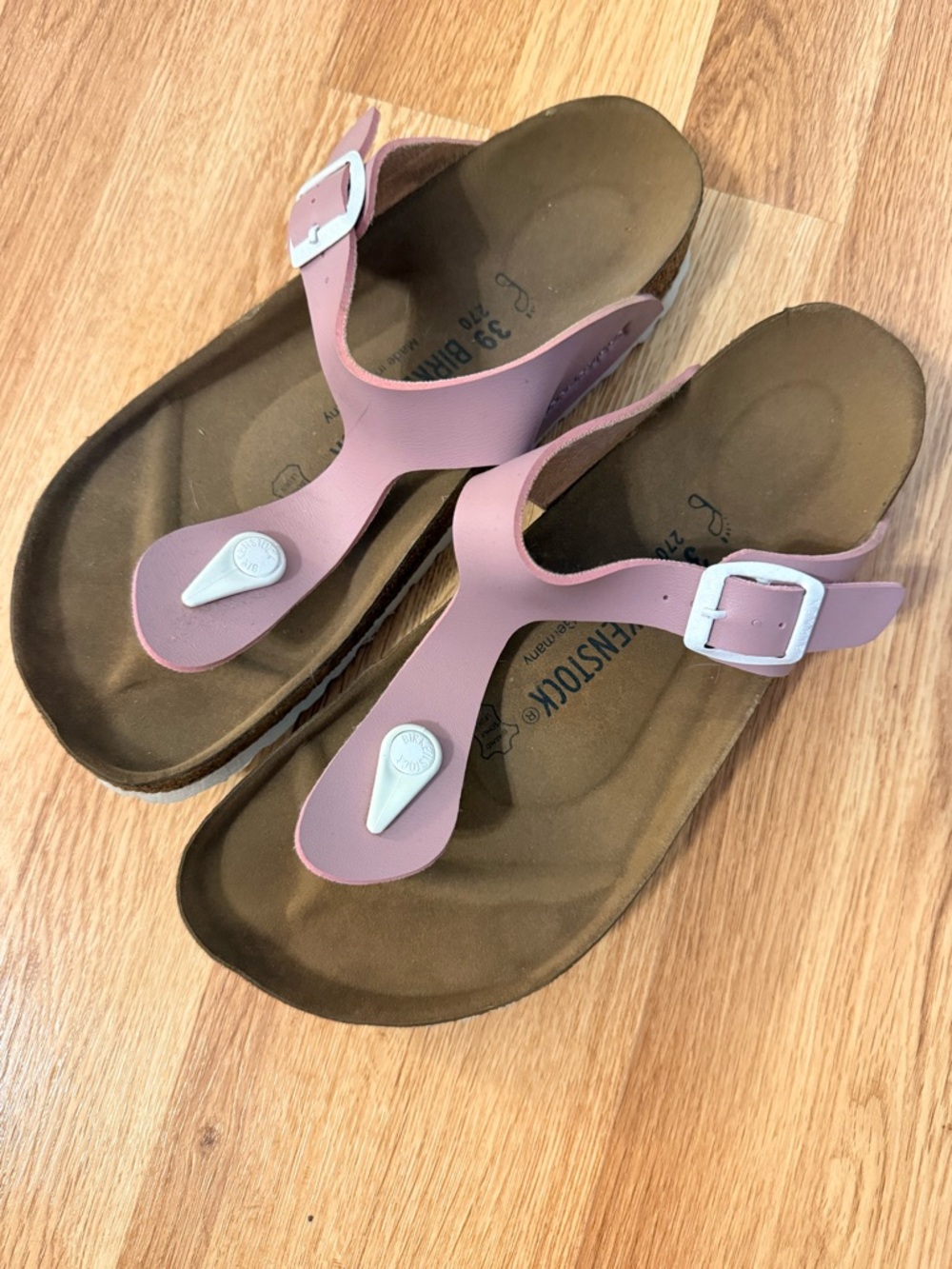 Pink Thong Birkenstock Sandals with Buckle